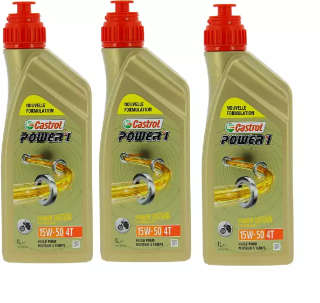 Castrol Power 4T 15W-50 3 Litres Huile Moteur Multigrade Recommandé Piaggio