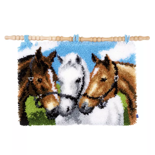 Vervaco Latch Hook Kit Rug Horses Mono 18 holes/10cm Size 55x38cm Hand-Painted