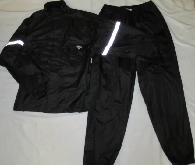 NELSON RIGG MOTORCYCLE WP-8000 2PC RAIN SUIT BLACK REFLECTIVE SIZE L waterproof