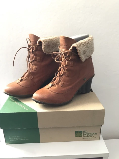 BOTTINES fourrées en CUIR Marron/Cognac "EL NATURALISTA" – T 40