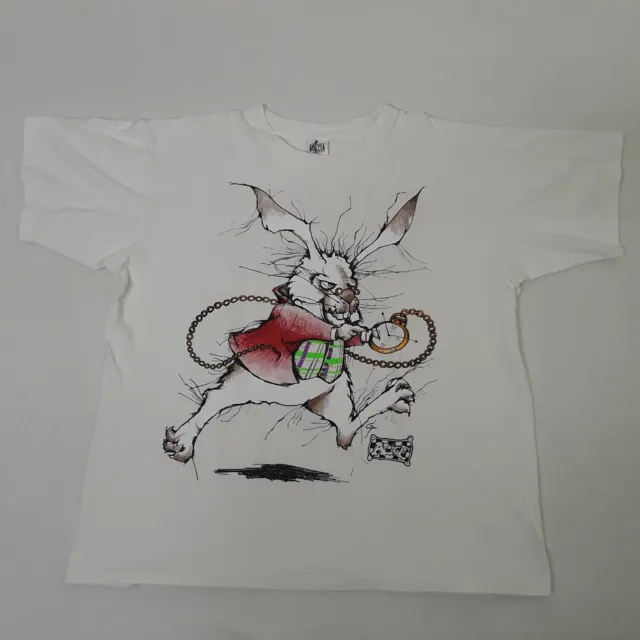 Vintage Andazia Alice in Wonderland Rabbit "I'm Late" XL T-Shirt. pre-owned