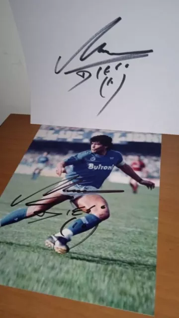2 signed autograph diego maradona on photo20x15 plus sheet a5 no printer. napol