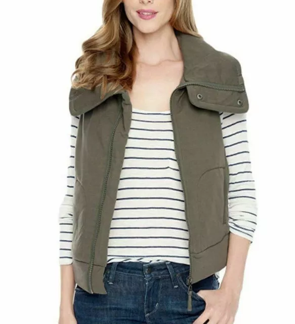 $168 NWT SPLENDID SzM BRIDGER QUILTED MOTO VEST OLIVE GREEN