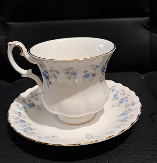 Royal Albert "Memory Lane" Blue, Vintage Bone China Demitasse Coffee cup/saucer