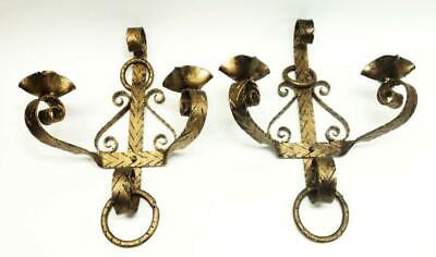 Vintage Cast Iron Wall Sconce Candle Holders