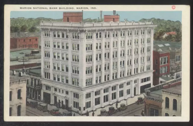 Postcard MARION Indiana/IN  National Bank Bird's Eye Aerial view 1920's