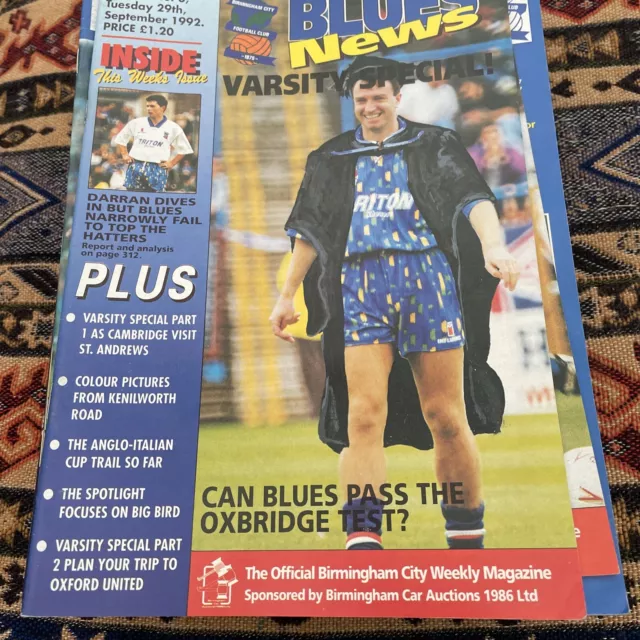 Birmingham City v Cambridge United Anglo Italian cup 29/09/92