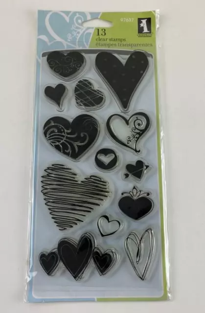 Hearts Clear Acrylic Cat Stamp Set of 13 by Inkadinkado #97637 NEW!