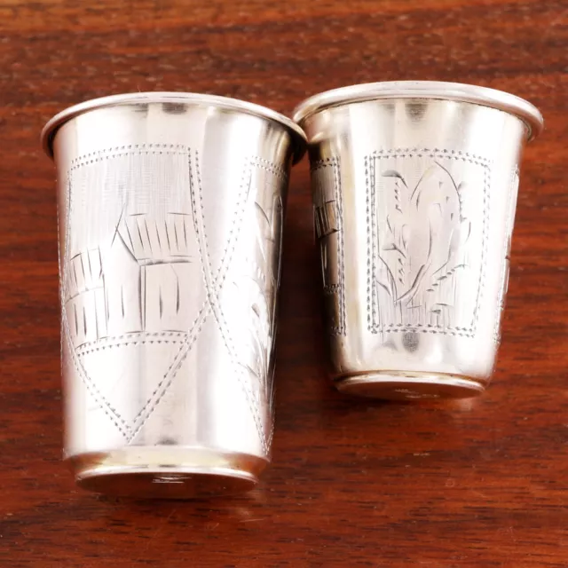 2 Vyrzhikovsky,Oleksa Kiev Assayers Russian 84 (875) Silver Liquor Shot Cups