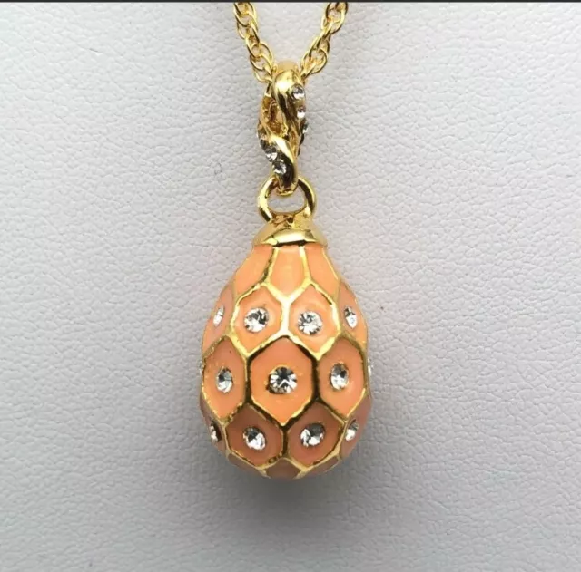 Pink Faberge egg style pendant with crystals by Keren Kopal