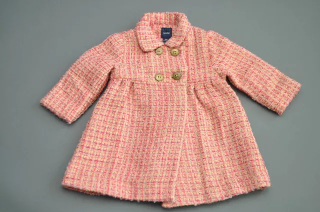 Baby Gap Pink Mauve Gold Tweed Coat Size 6-12 Months