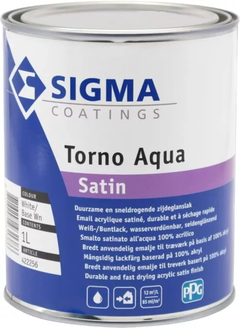 SIGMA Torno Aqua Satin 1ltr, 2,5ltr. Acryl-Buntlack Weiß