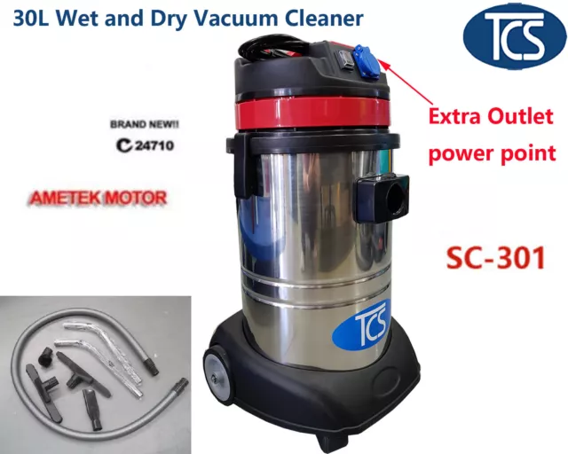 TCS Commercial Industrial 30L Wet & Dry Ametek motor 1000W Vacuum Cleaner