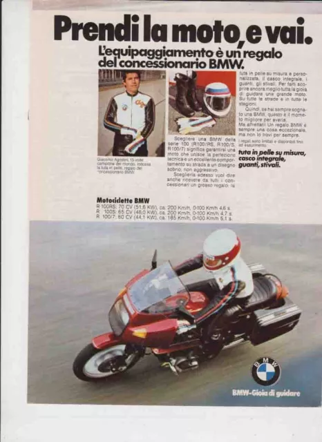 advertising Pubblicità- MOTO BMW  R 100  1979-MAXIMOTO  MOTOSPORT EPOCA
