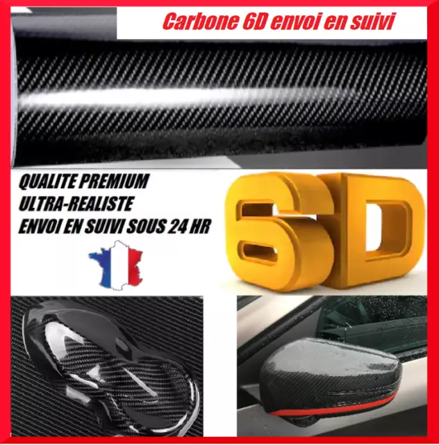 Film carbone 6D covering thermoformable noir glossy 20 x 15 cm