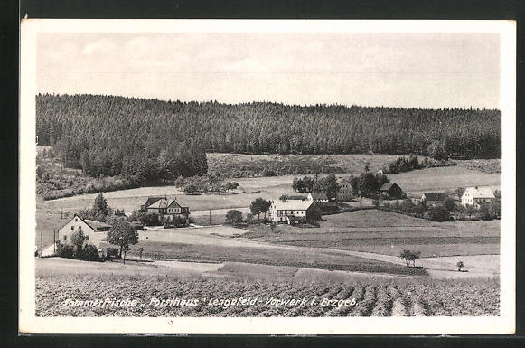 AK Lengefeld-Vorwerk im Erzgeb., Teilansicht mit Sommerfrische Forsthaus