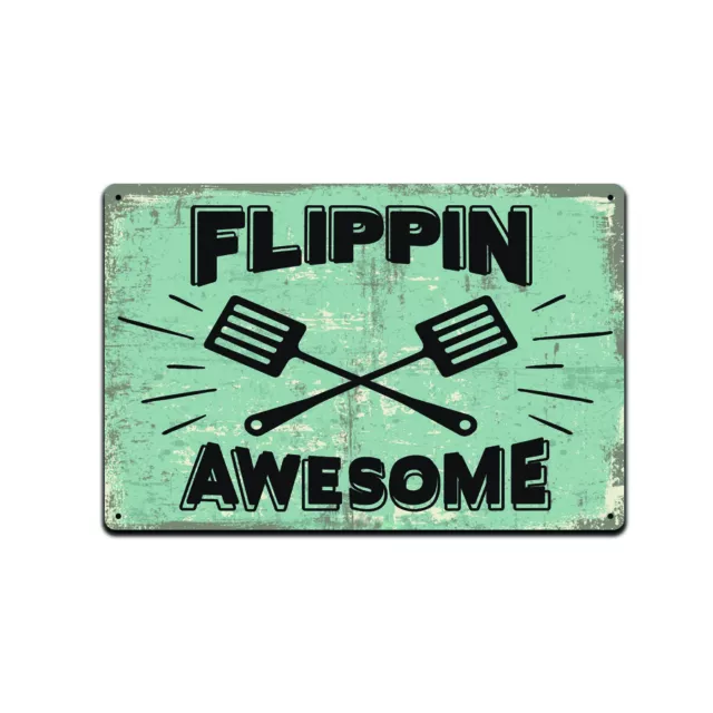 Flipping Awesome BBQ Sign Tin Sign, Funny Home Décor Sign, Bar and Office Sign
