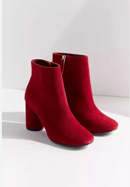 UO Urban Outfitters Womens 'Juliette' Suede/Fabric Red Ankle Boot 8