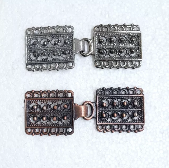 Broche de peltre noruego 65 mm bronce adornado rectangular gancho metal para ojos rana