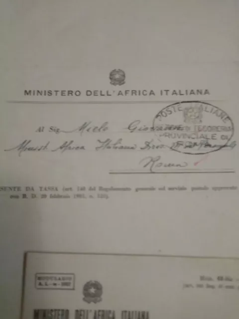 MINISTERO AFRICA ITALIANA - AVVISO PAGAMENTO 7 numeri 1950 Libia Tripoli RARO 2