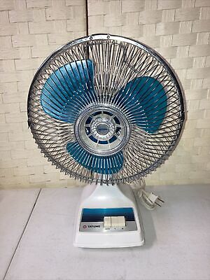 VINTAGE TATUNG BLUE Oscillating Desk Fan 2-Speed Model LE-9 Rotating ...