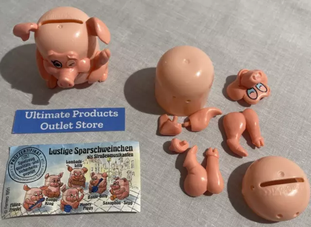 Ferrero Kinder Egg Toy Surprise Original German 1990's Pink Piggy Bank Lot of 2