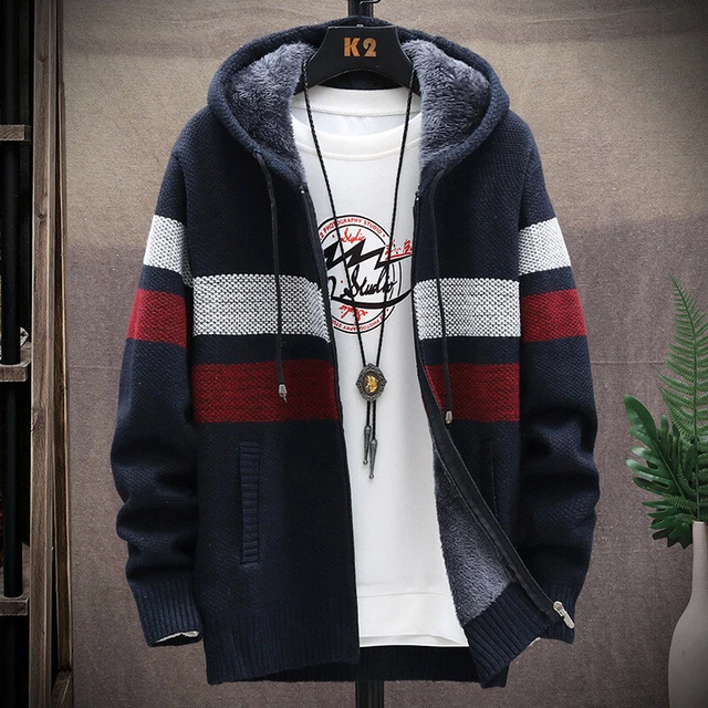 Mens Thick Warm Fleece Lined Hooded Hoodie Winter Zip Up Coat Jacket Sweatshirt