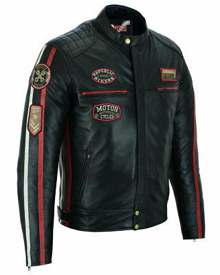 Blouson Veste Moto Rallye Racing Protections,Approuvé CE Veste en Cuir rétro Tendance Veste en PU Style nostalgique européen et américain 