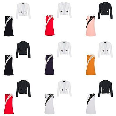 Girls Lace Frill Detail Dress Bundle with Long Sleeve Zip Pocket Blazer 3-14 Y