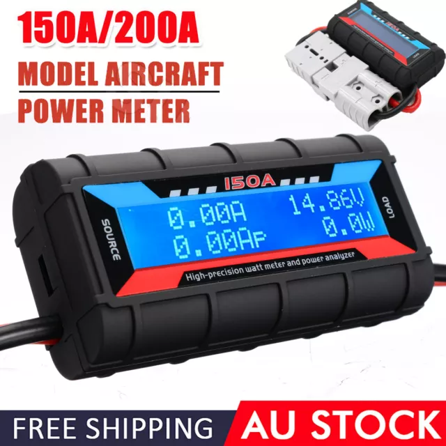 150A 200A Digital LCD Watt Meter Power Analyser Plug Solar Caravan Anderson Plug