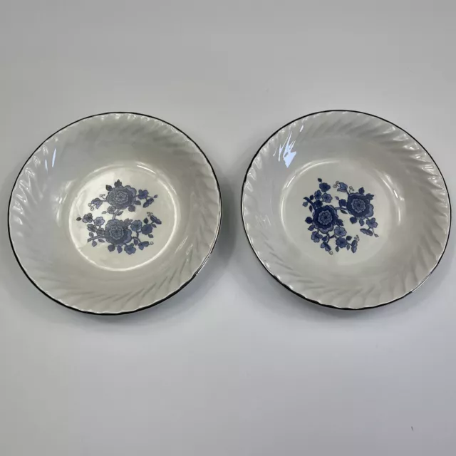 2 Vintage Enoch Wedgewood Royal Blue Ironstone Small Side Saucer Bowl 5 1/4"