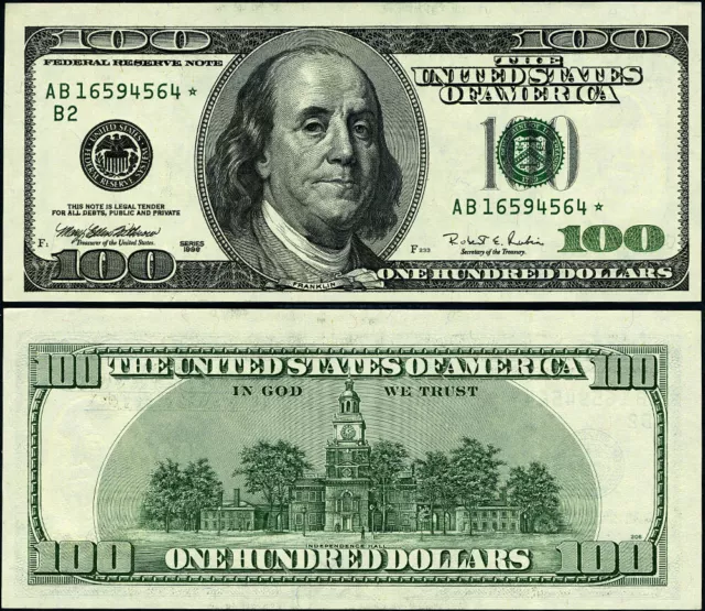 FR. 2175 B* $100 1996 Federal Reserve Note New York AB-* Block Choice CU Star