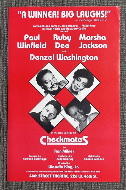 Checkmates DENZEL WASHINGTON 46th Street Theatre Ad Flyer Broadway