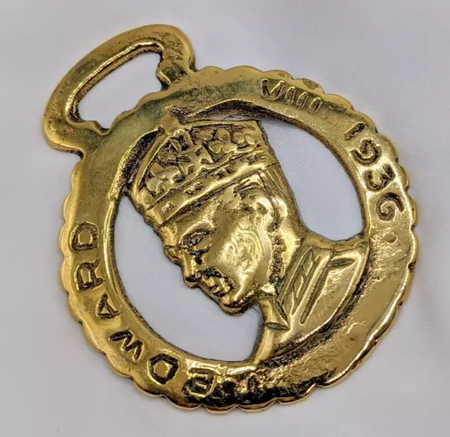 Brass Horse Medallion Vintage English King Edward VIII 1936 Show Parade Bridle