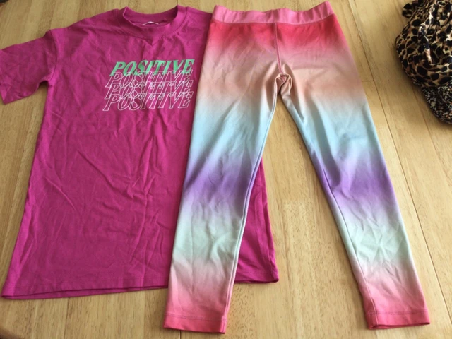 Pacchetto vestiti ragazze età 5-6 6-7 anni abito top gonna arcobaleno rosa midi 2