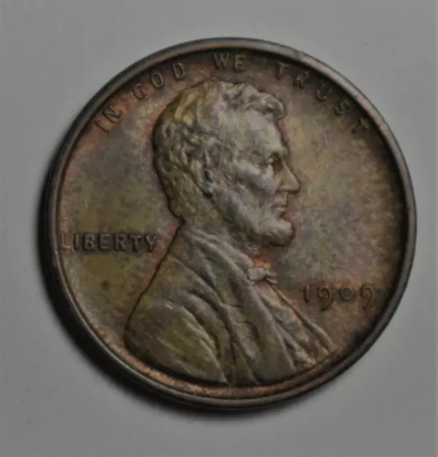 1909 P VDB Lincoln Cent Wheat Penny #100 Toned