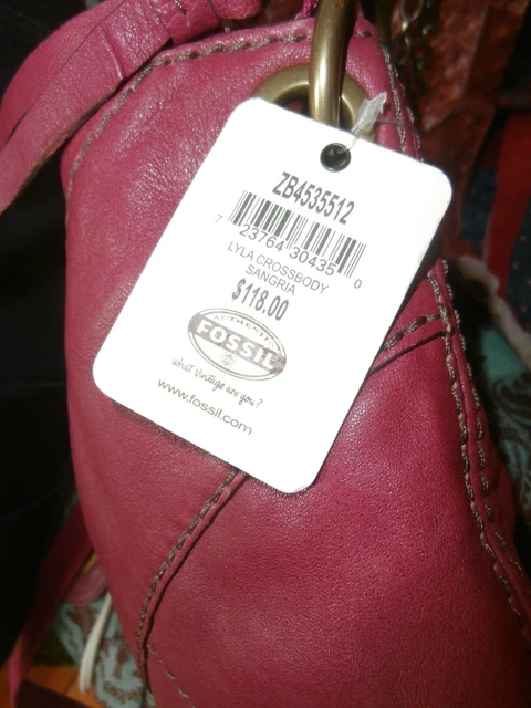 NWT Fossil Lyla Sangria Crossbody Bag Genuine Leather