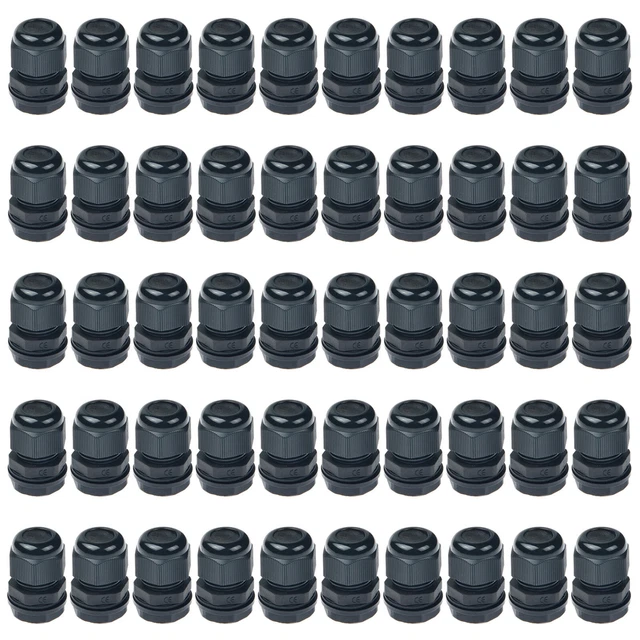 50 Pcs Waterproof Cable Glands Joints Weatherproof Cable Gland Joints Black New