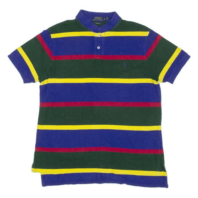Polo Polo Ralph Lauren Custom Fit blu a righe maniche corte da uomo XL