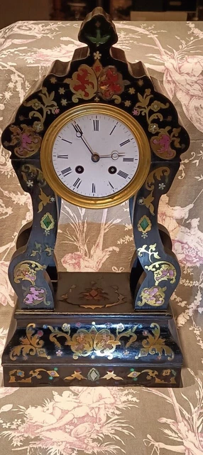 Horloge Murale Cadre Bois, Intérieur Céramique, 31cm, Motif Floral - Occasion