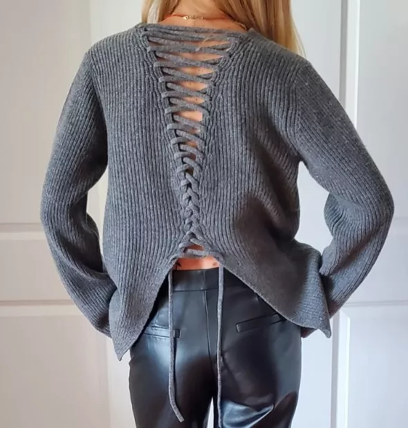 ALC wool Grey Open Back Sweater, Size S-M, $400