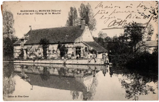 CPA 58 - BAZOCHES DU MORVAN (Nièvre) - Vue prise sur l'Etang et le Moulin