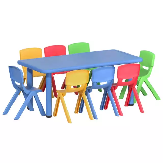 Keezi 9PCS Kids Table and Chairs Set Children Study Desk Furniture Plastic 8
