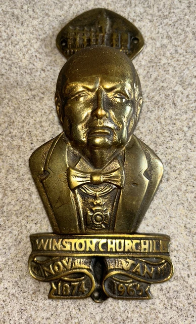 Vtg Winston Churchill Brass Door Knocker, Parliament, England, UK, Great Britain
