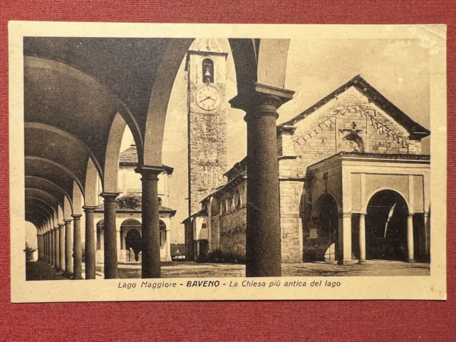Cartolina - Lago Maggiore - Baveno - La Chiesa più antica del Lago - 1920 ca.