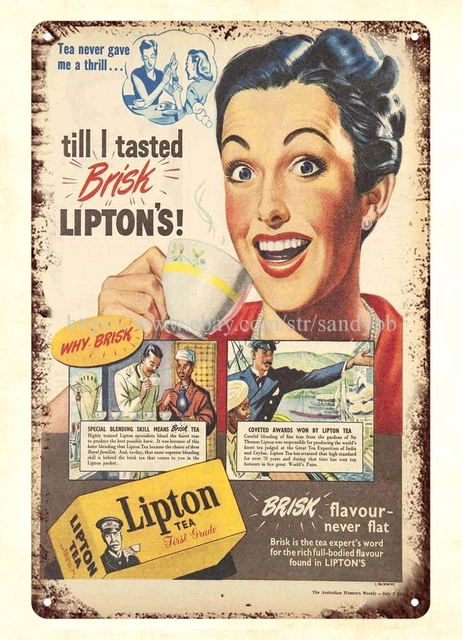 antique reproduction tin signs sale 1948 Lipton's tea metal tin sign