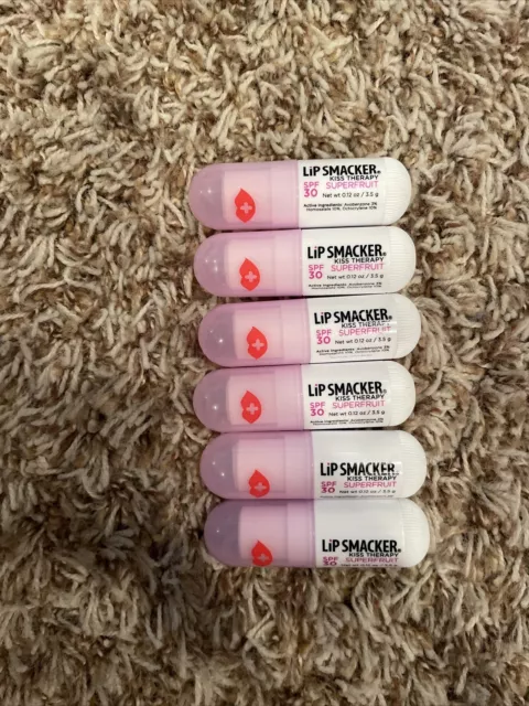 6 Count Lip Smackers Kiss Therapy Superfruit SPF 30 Sunscreen Lip Balm 0.12 Oz