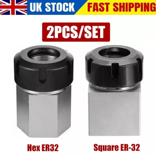 Square ER-32 & Hex ER32 Collet Block Spring Chuck Holder Lathe Engraving Machine