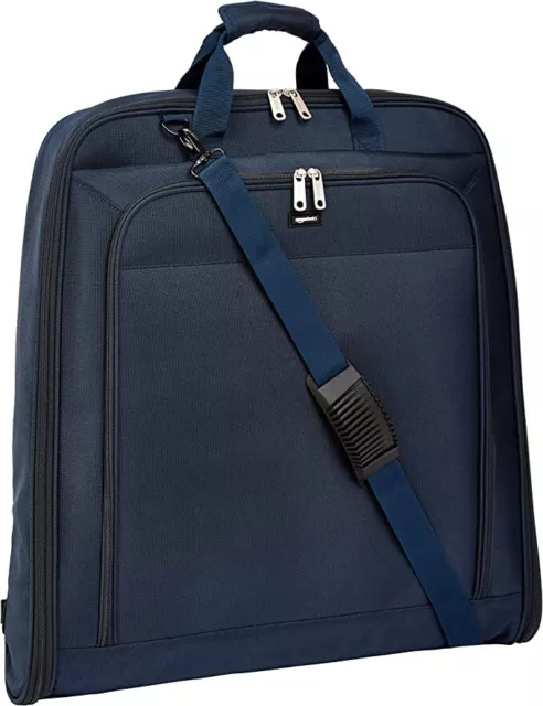 Amazon Basics Tri-Fold Garment Bag - Navy Blue, 40-Inch - new