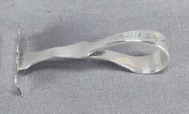 Levi & Salaman Birmingham Sterling Silver MET Monogram Baby Food Pusher C.1916
